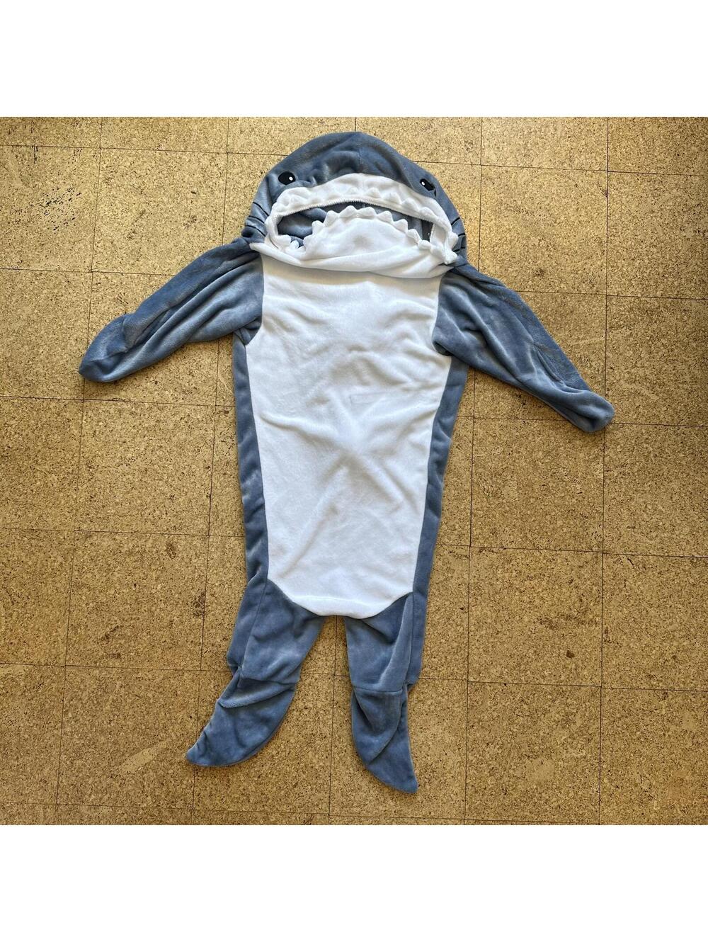 SHARK One Piece Pajamas Kids Small Plush Costume Wearable Hooded Outfit Soft